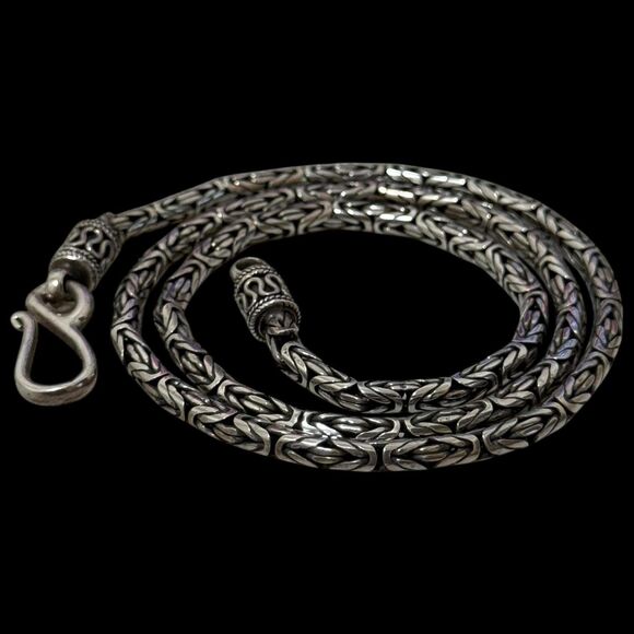 Vintage 18” Inches BA Indonesia Sterling Byzantine Hook Clasp Chain Necklace - Picture 2 of 3